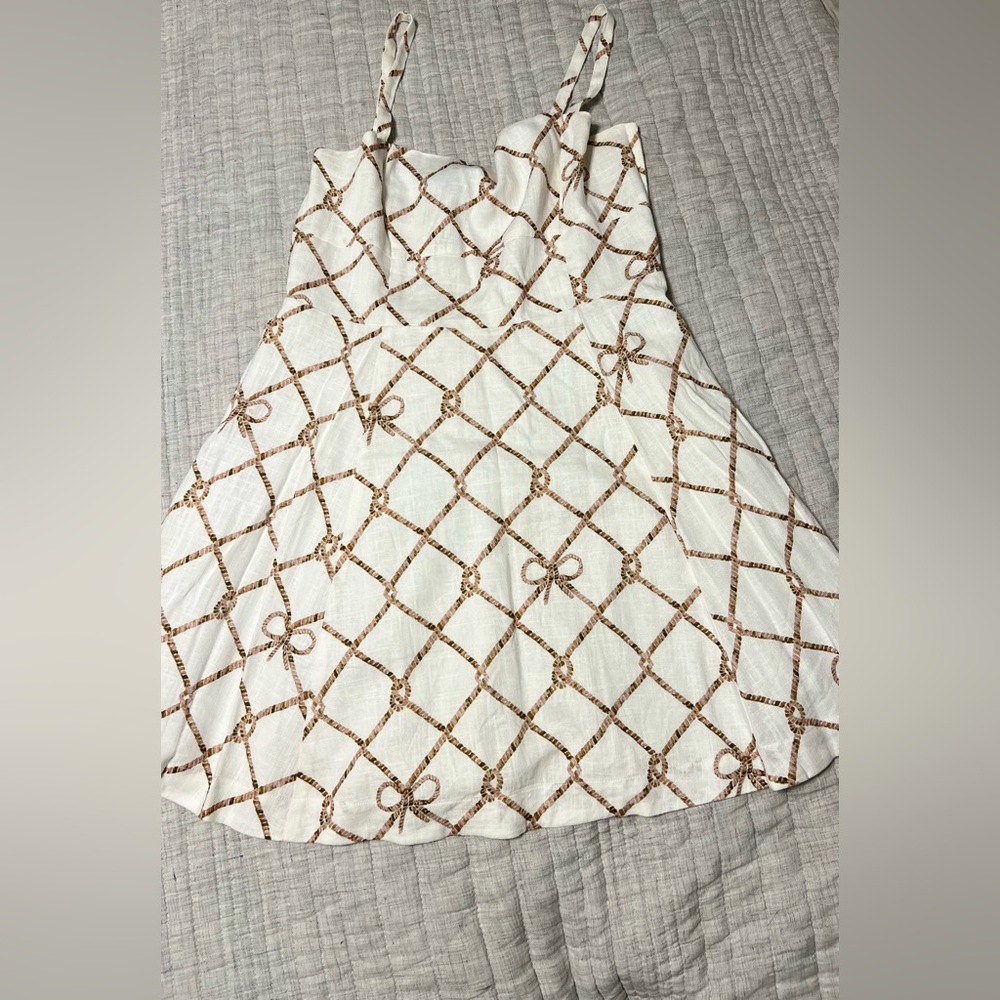 EUC HHH mini Margot in nautical trellis linen, size M